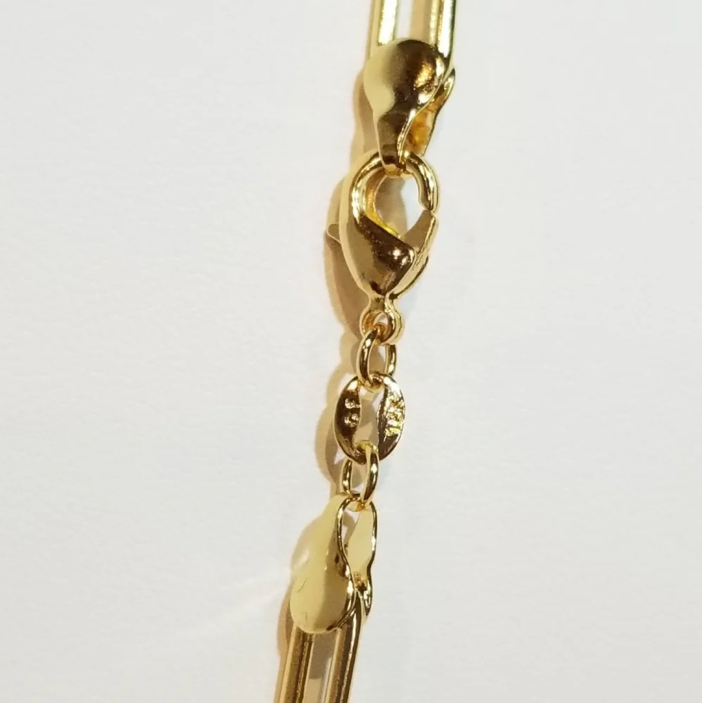 18K Gold Filled Paperclip Chain Necklace NEW
